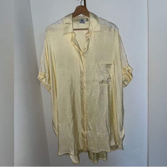 Adidas originals Satin Yellow Button-Up Shirt Dress - Picture 8 of 9